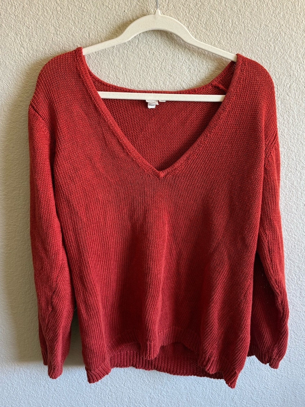 Isabella Bird Cotton & Linen Lightweight Knit Sweater Women's Medium Orange